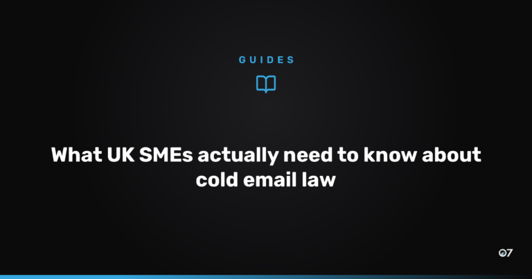 A UK business owner reviewing cold email compliance rules on a laptop